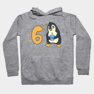 I am 6 with penguin - kids birthday 6 years old Hoodie